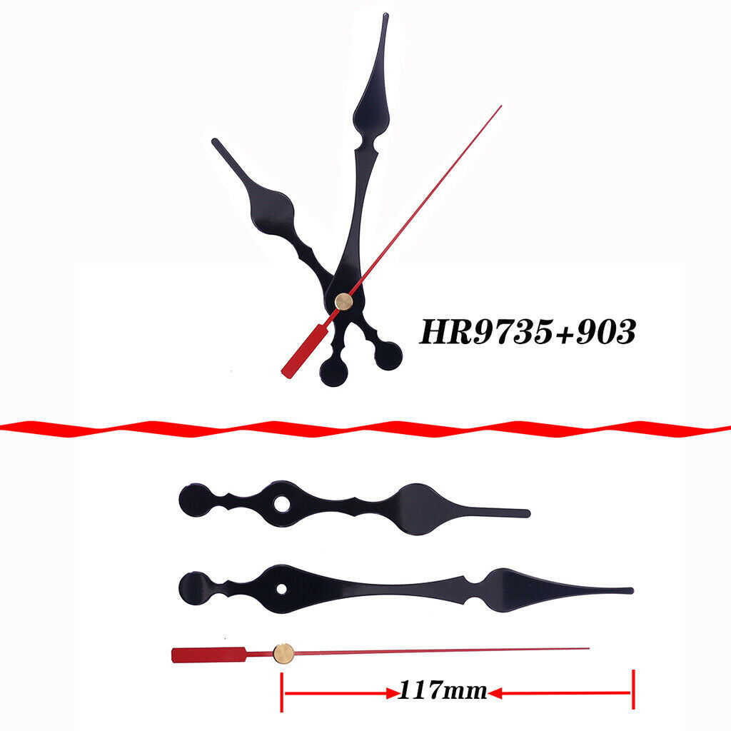 Long Shaft Wall Clock Movement Mechanism Replace Tools Kits with 5 Hands