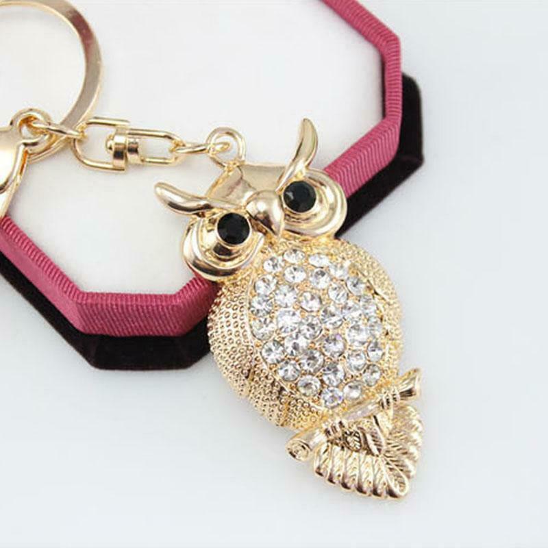 Owl Crystal Keyring Charm Pendant Handbag Purse Bag Key Ring Chain Keychain Gift