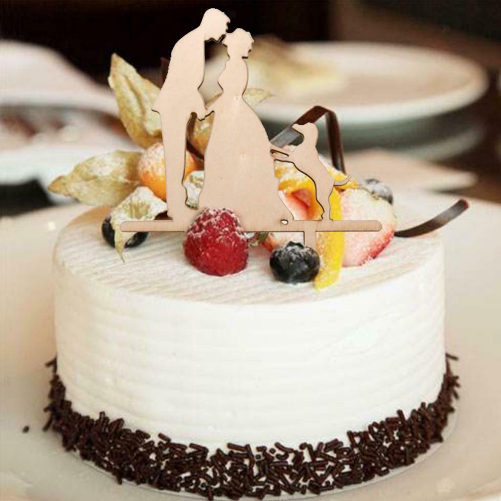 Pack of 4 Bride and Groom Silhouette with Dog Cake Topper Wedding Cake DÃ©cor