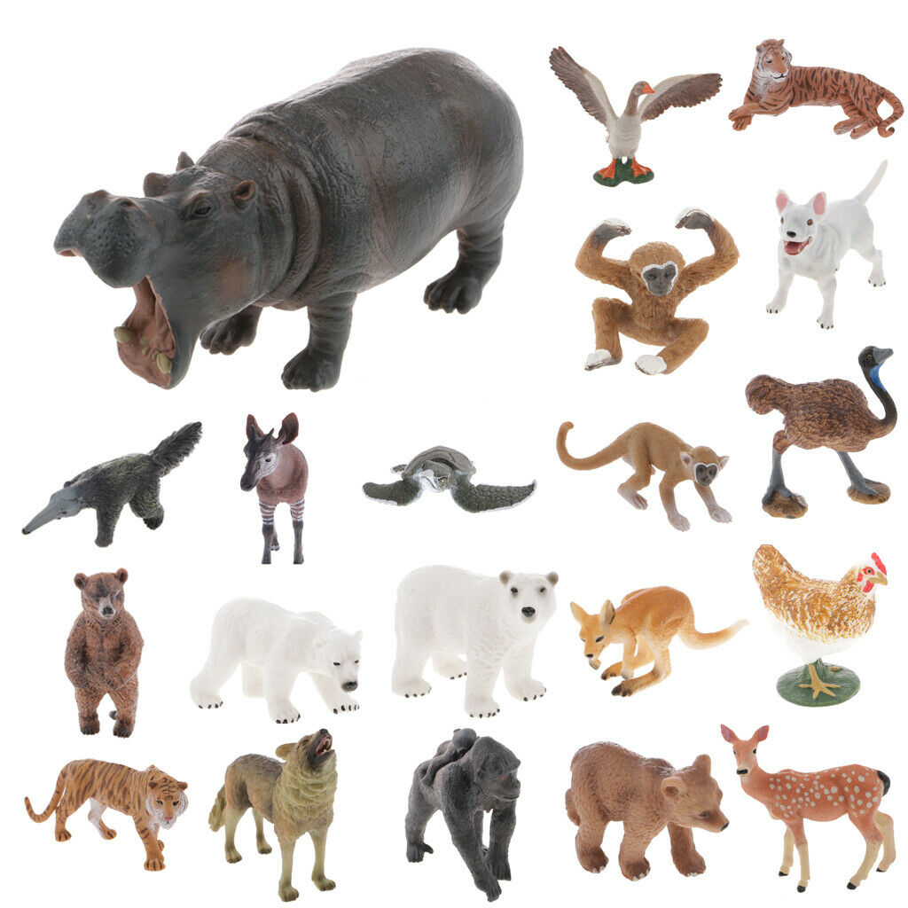Educational Zoo Animals Jungle Animals for Kids, Hand Painted Brown Bear Figures