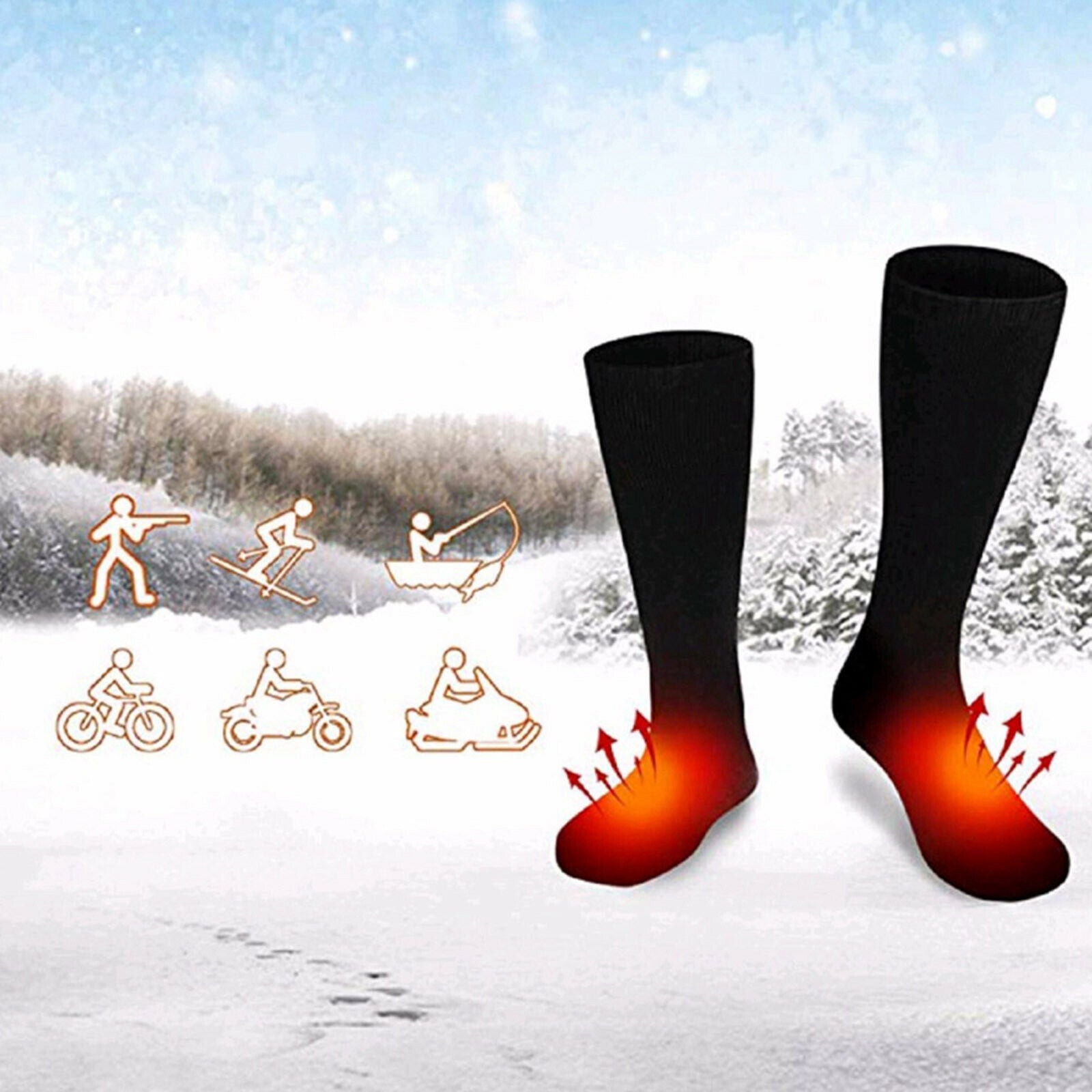 1Pair Electric Heated Socks Battery Foot Winter Warm Equestrian Fishing