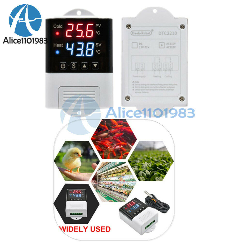 Digital AC110V-220V Dual LED Red+Blue DTC2210 Temperature Controller Thermostat