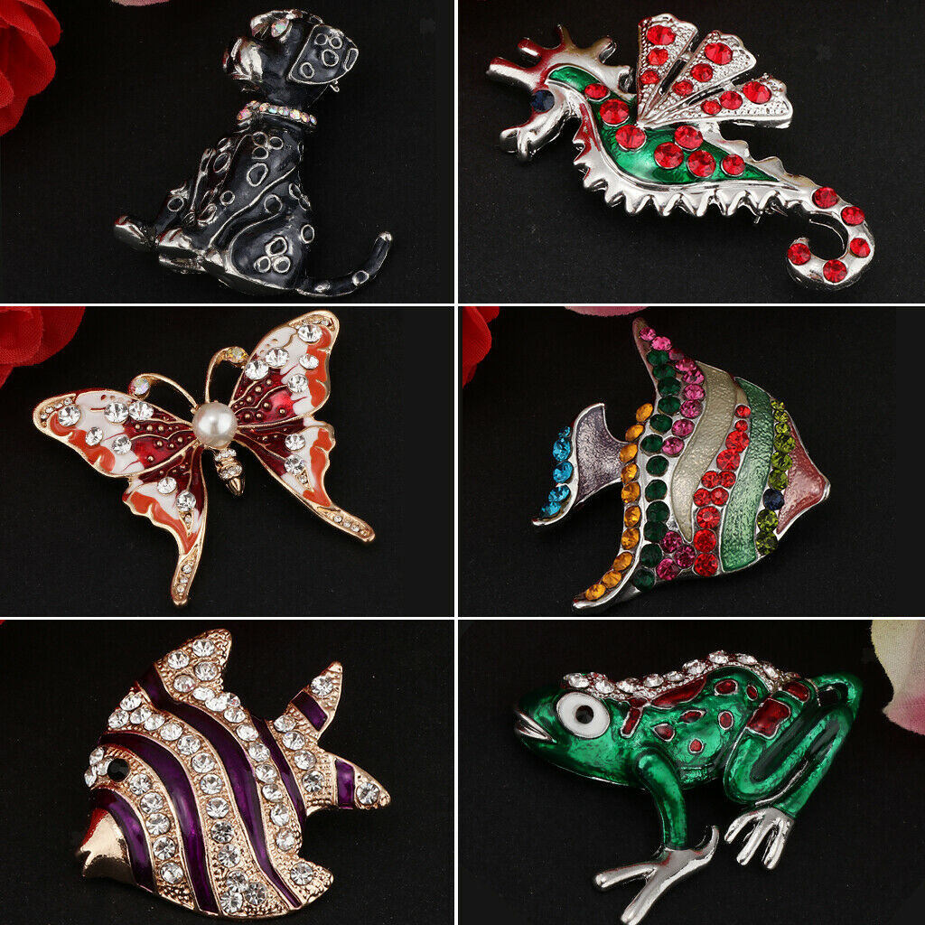 Fashion Crystal Animal Brooch Pin Rhinestone Personality Brestpin Sea Horse