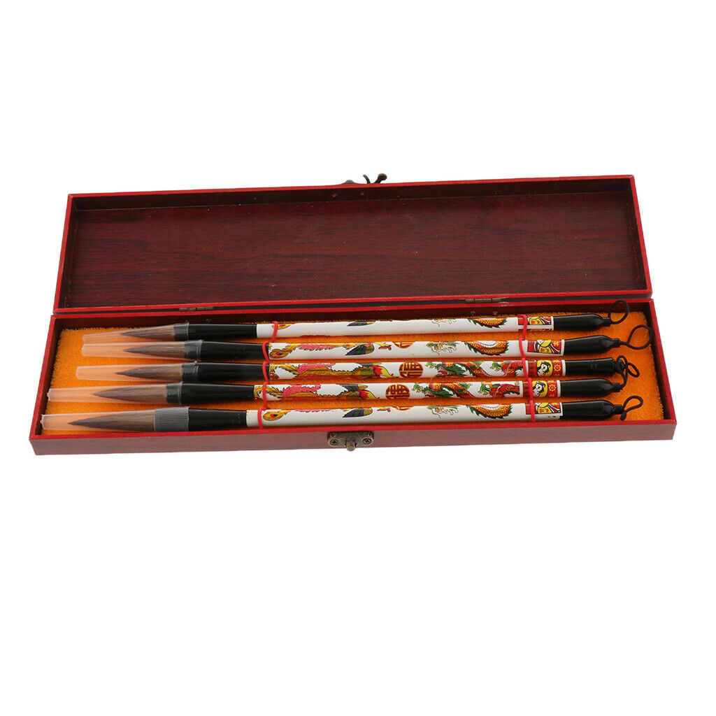 5pcs Ancient Printed Chinese Water Ink Writing Calligraphy Brush Pen Arts