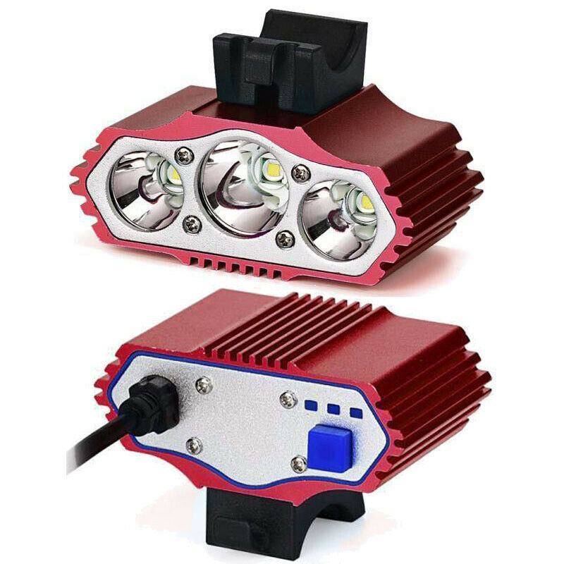 Red Bike Lighting Headlamp 3T6 LED Bicycle Lamp Headlight&4800mAh Battery Pack
