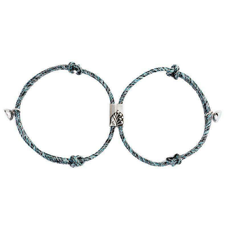 2Pcs Couple Rope Braided Distance Magnetic Friendship Bracelet Lover Jewelry