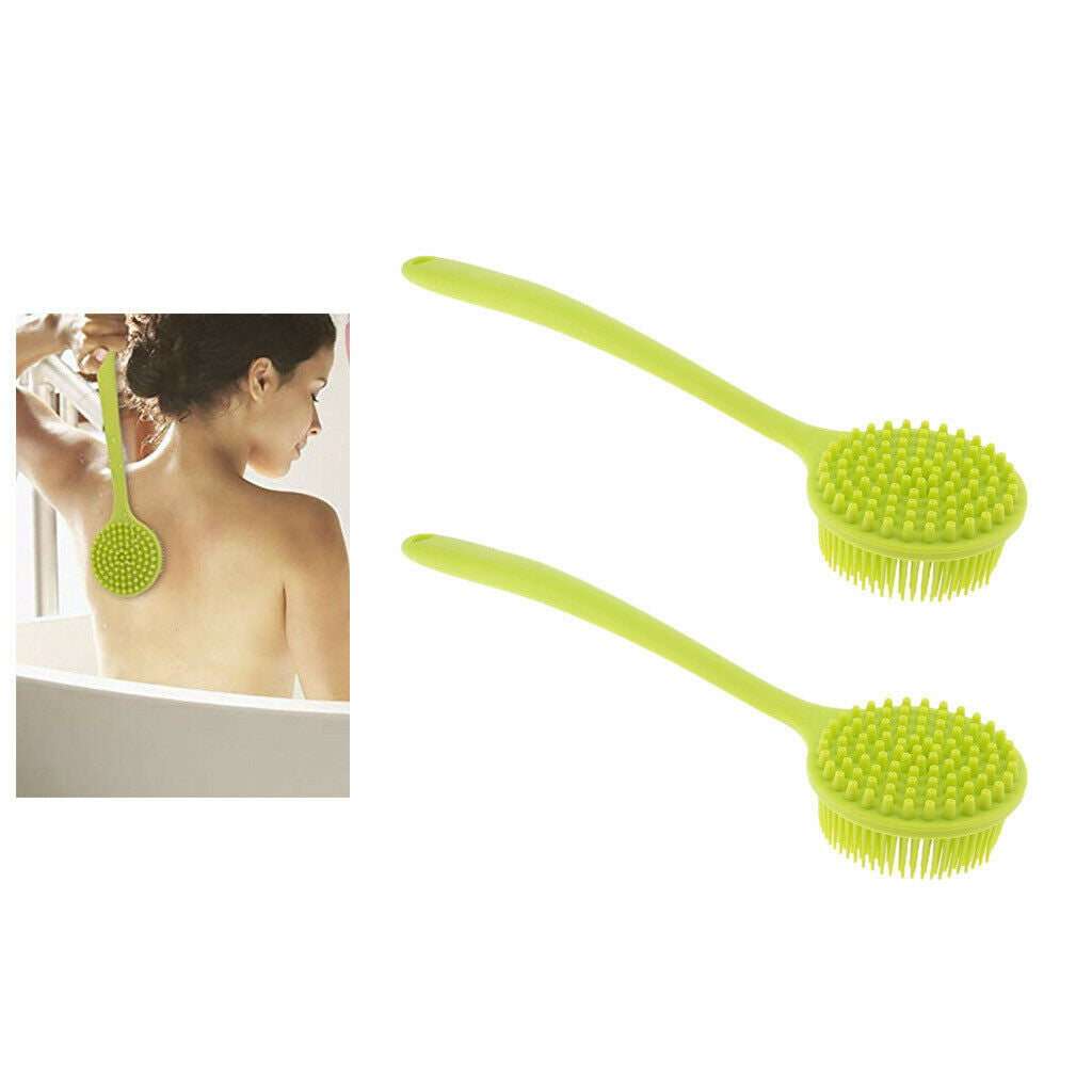 2 Pieces Silicone Bath Body Brush Back Scrubber Shower Brush for Elderly