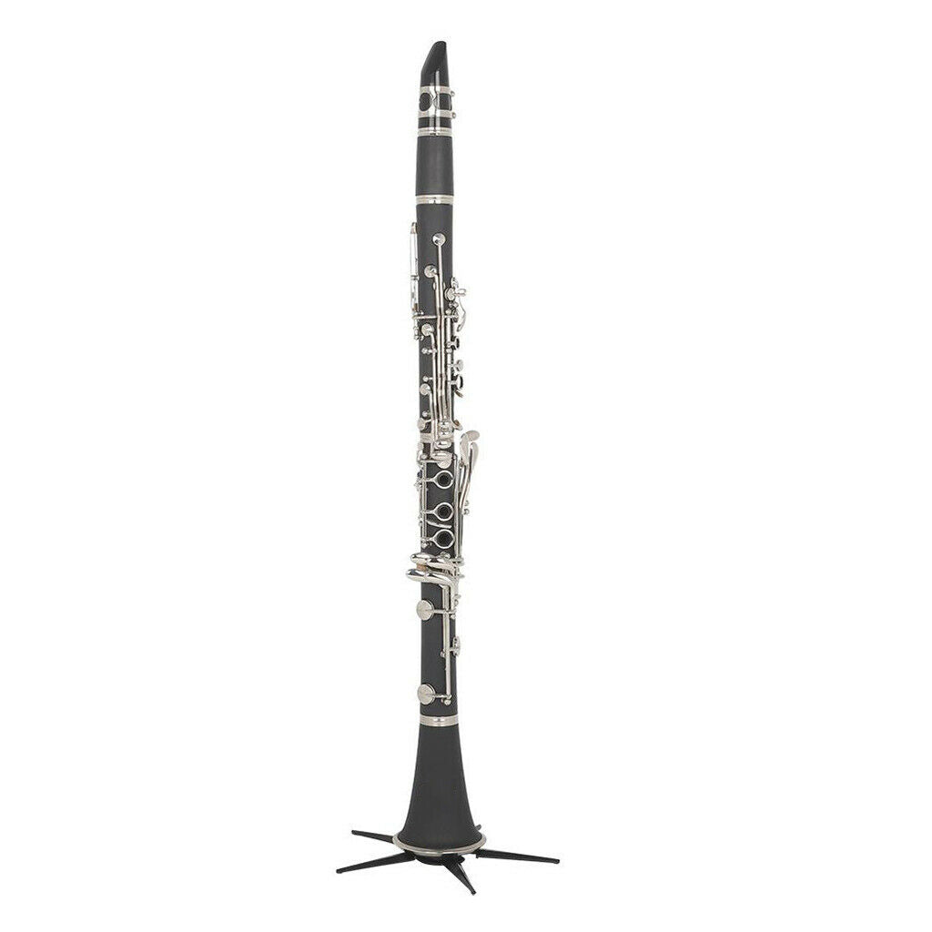 Portable Clarinet Stand Bracket with 5 Foldable Stable Metal Support, Black