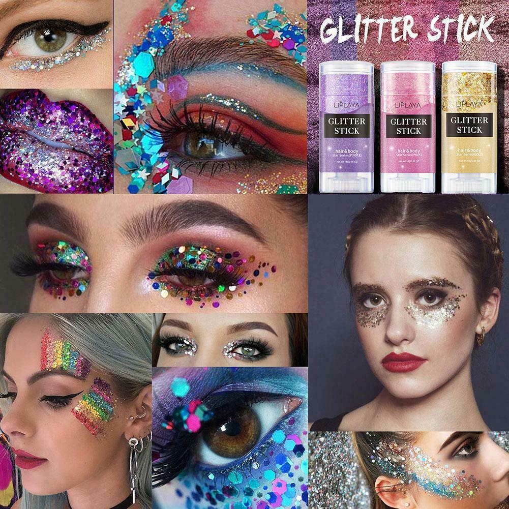 3pc Glitter Gel Face & Body Art Holographic Face Paint Eyeshadow Festival Makeup