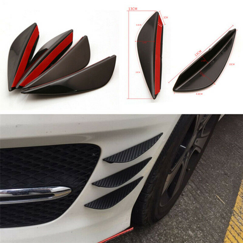 4PCS Universal Front Bumper Lip Splitter Fins Body Spoiler Canard Valence .l8