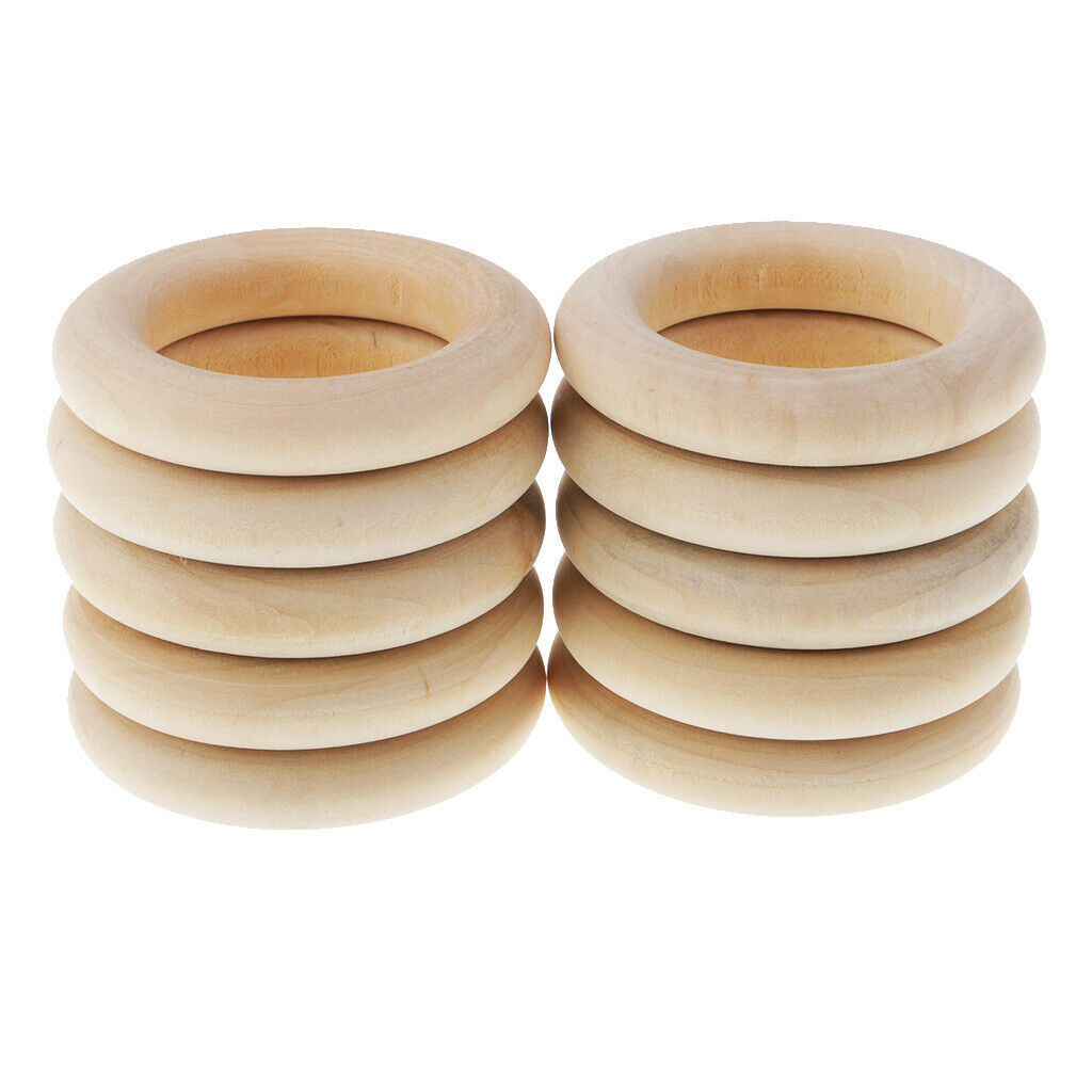 10 Pcs Natural Wood Loop Ring Wood Material for DIY Jewelry Findings 58mm
