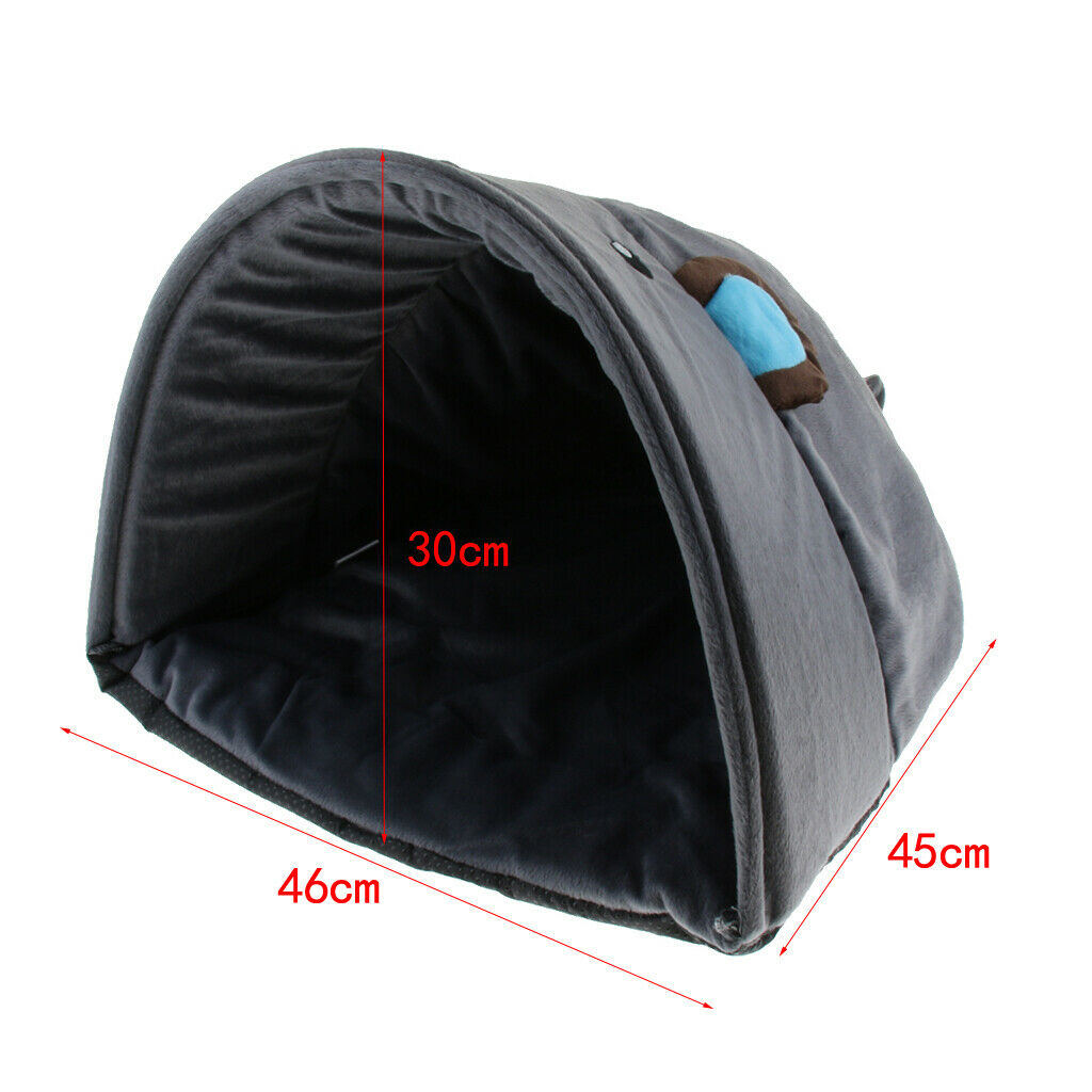 Cartoon Animal Shape Pet Cat Kitten Warm Soft House Nest Bed Gray