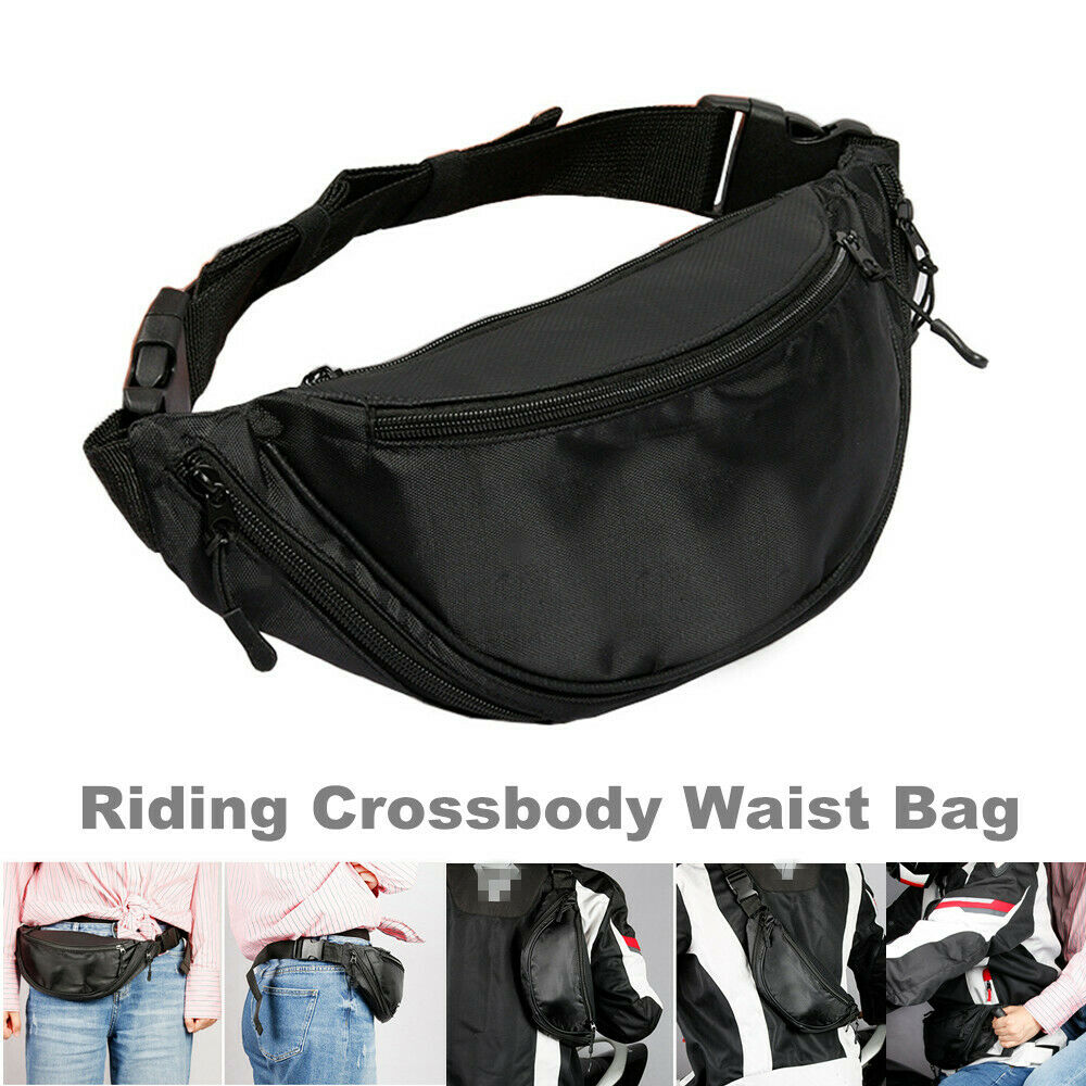 Motorcycle Dirt Bikes Riding Crossbody Bag with Back Seat Safety Handle Black