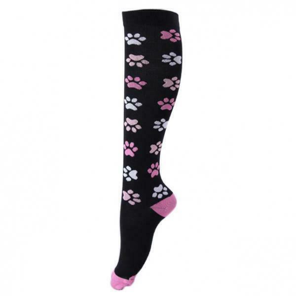 Women Running Jogging Long Sleeves Compression Socks Black Pink M S