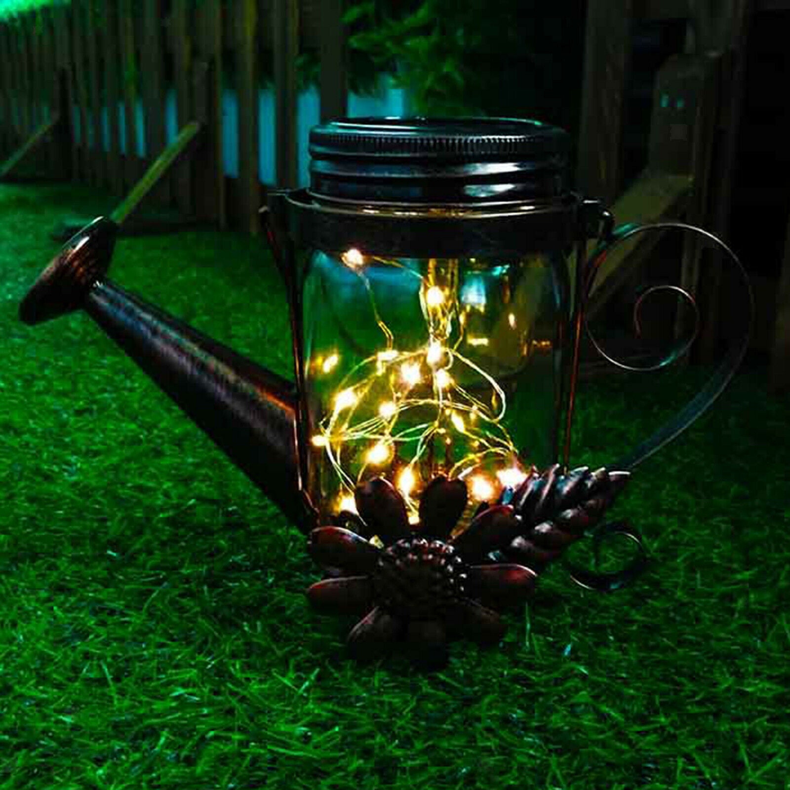 Solar Outdoor LED Watering Can Light Waterproof Yard Garden Lawn String Lamp