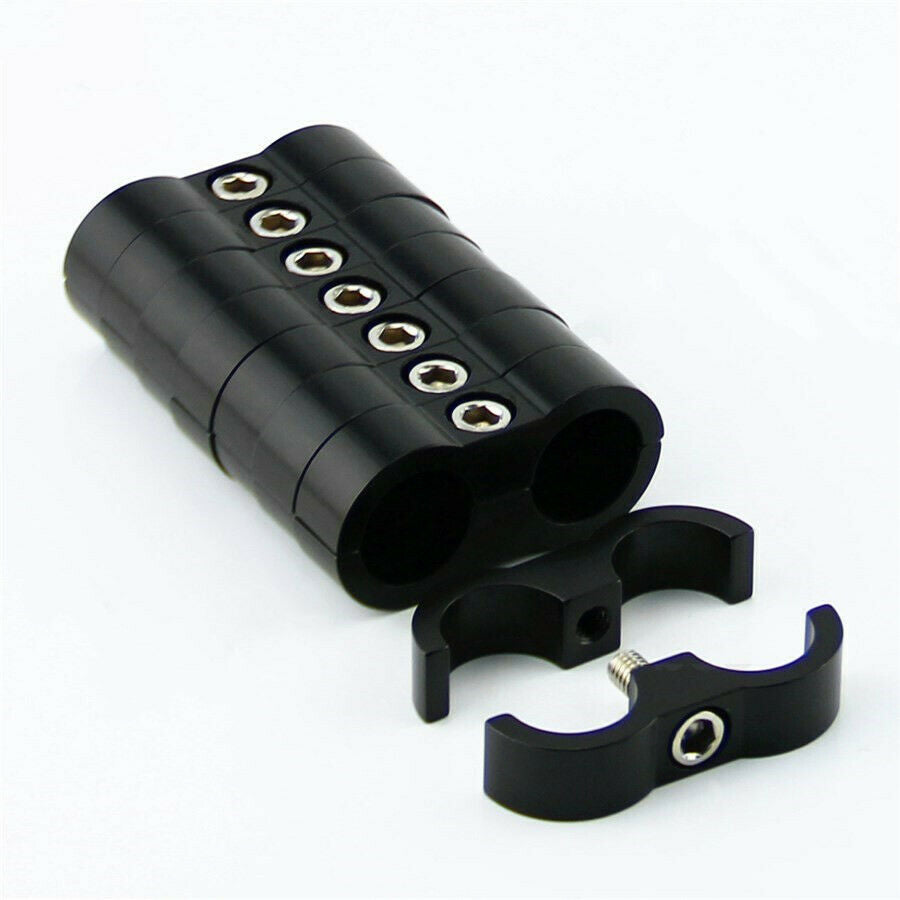 8pcs AN-6 AN6 14MM Braided Hose Separator Clamp Bracket Black Oil Fuel Hose Line