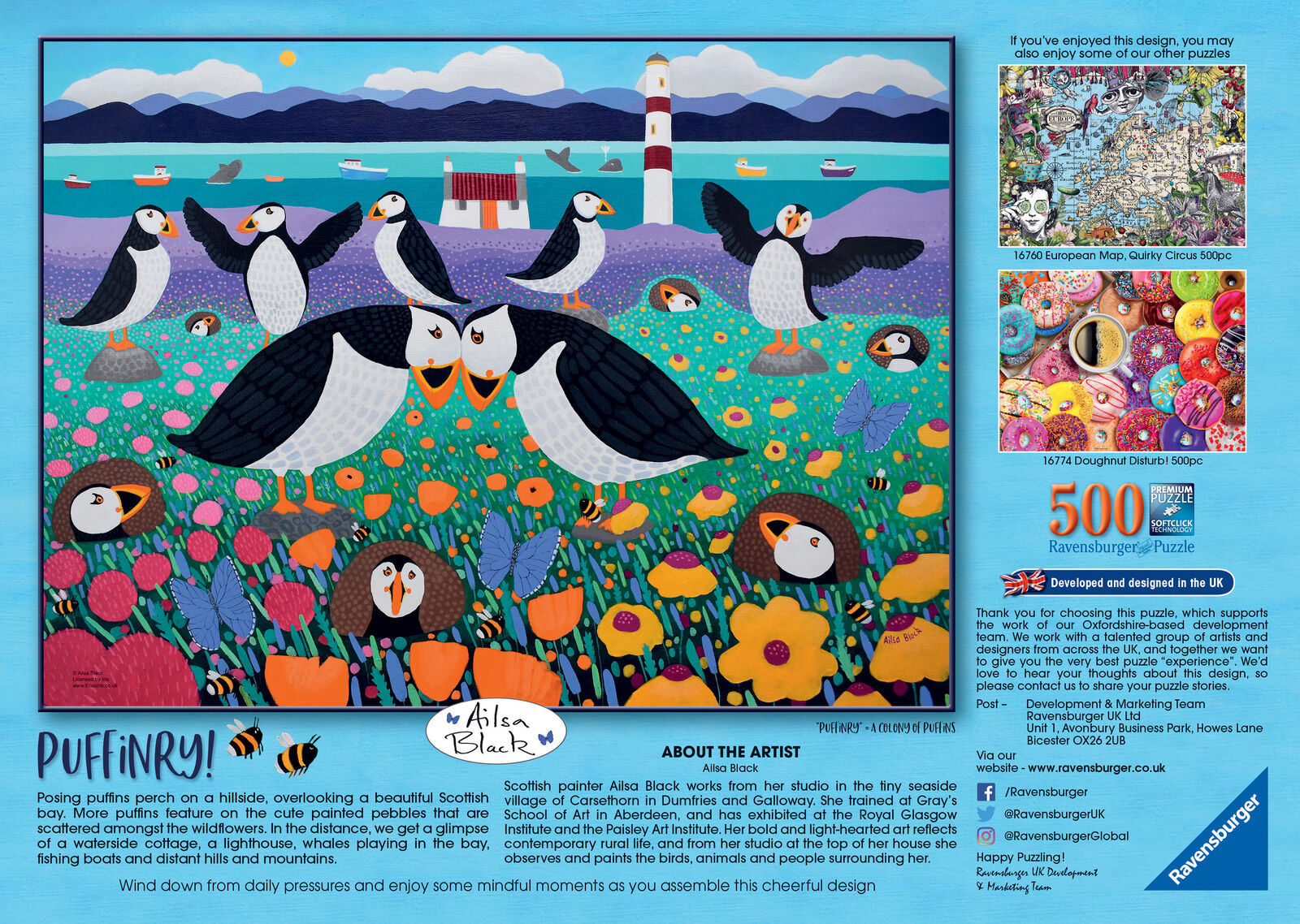 16759 Ravensburger Puffinry Jigsaw Puzzle 500 Piece Suitable for Children 10+