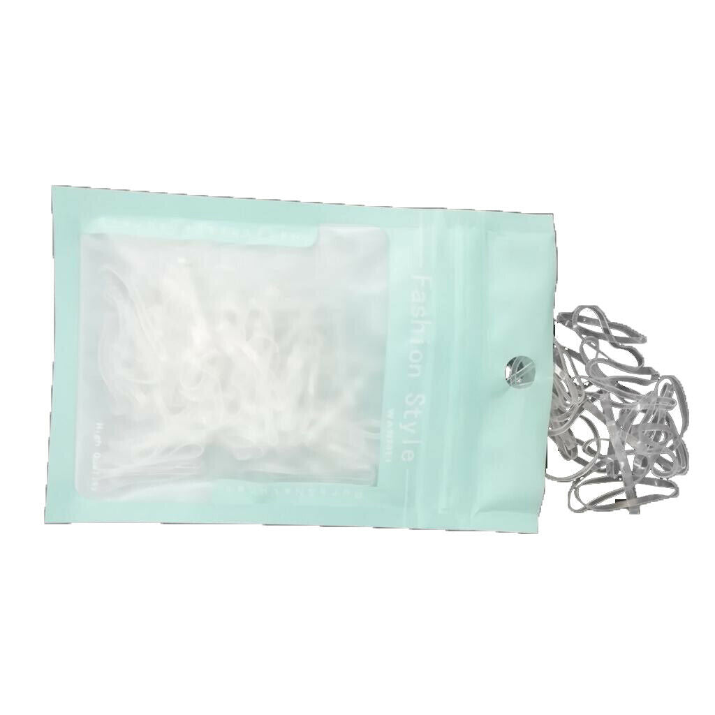 100x Fashion Elastic Ponytail Holders Hairband Hair Rubber Rings White