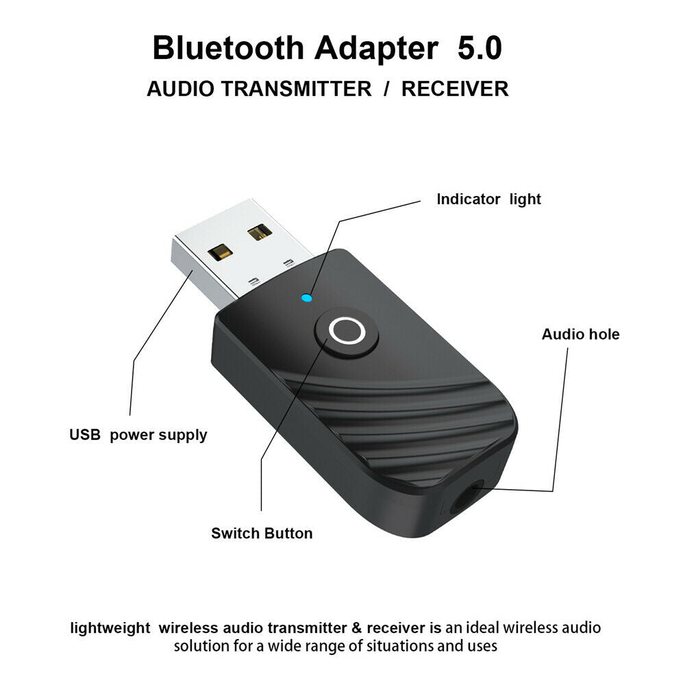 3 in1 Bluetooth USB Transmitter Receiver Wireless Audio 3.5mm Adapter PC TV MP3