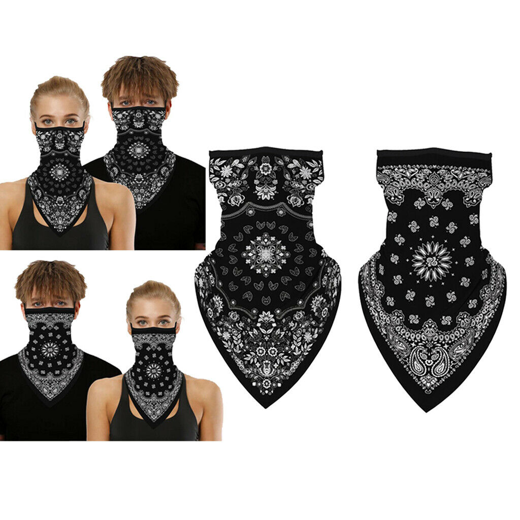 2 Pcs Bandana Face Balaclava Neckerchief Ear Hanging UV Sun Gaiter Headwear