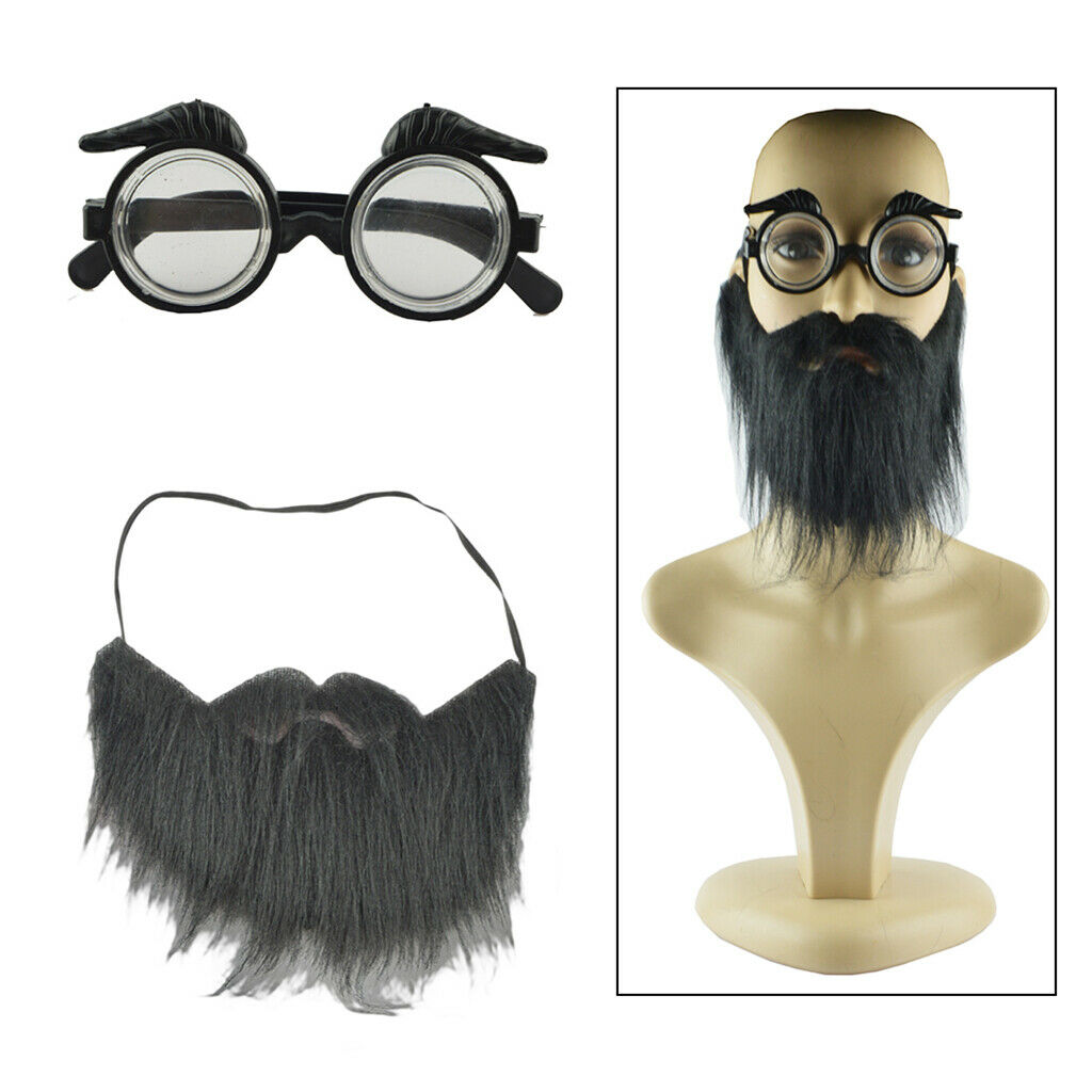 Black Long Mustache Glasses Set Costume Accessory