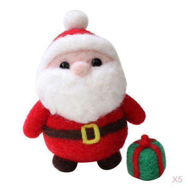 5 Sets Santa Claus Handmade Der  Felting Kit for Adults Kids DIY Gifts