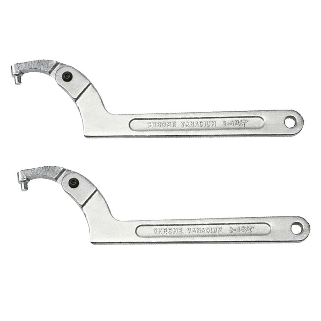 2 Pieces Heavy Duty Chrome Adjustable Hook Wrench C Spanner Tool 19-51mm