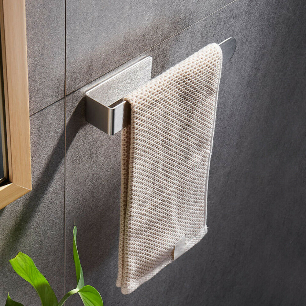 Wall-mounted Towel Rack Anti-rust Stainless Steel Shelf Bath Hanging Holder @