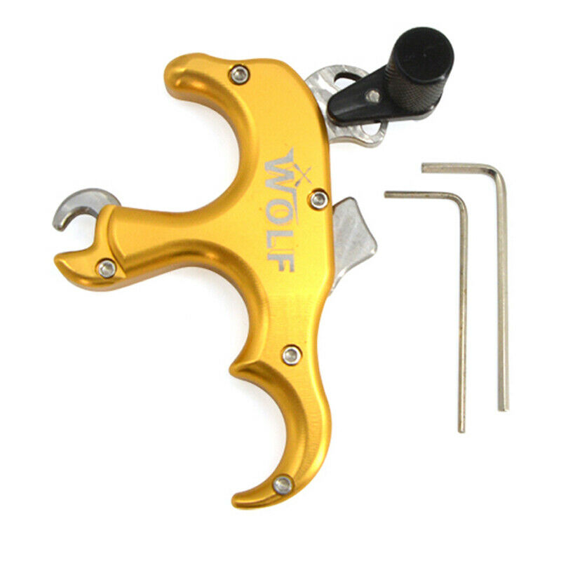 Archery Thumb Trigger 3 Finger Grip Release Aids Caliper Compound Bow Automatic