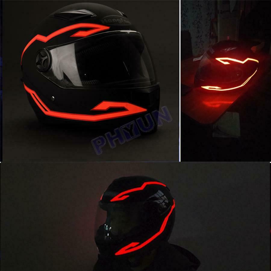 Motorcycle Bike Helmet Led Light Strip Kit Bar 3 Modes Red Cold Light Decoration