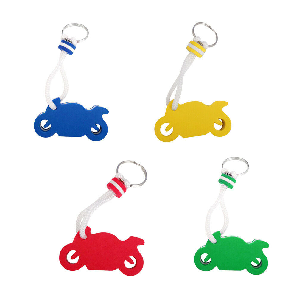 4 Count Water Sports Boating Floating Keychain Key Ring Floats Blue Yellow Green