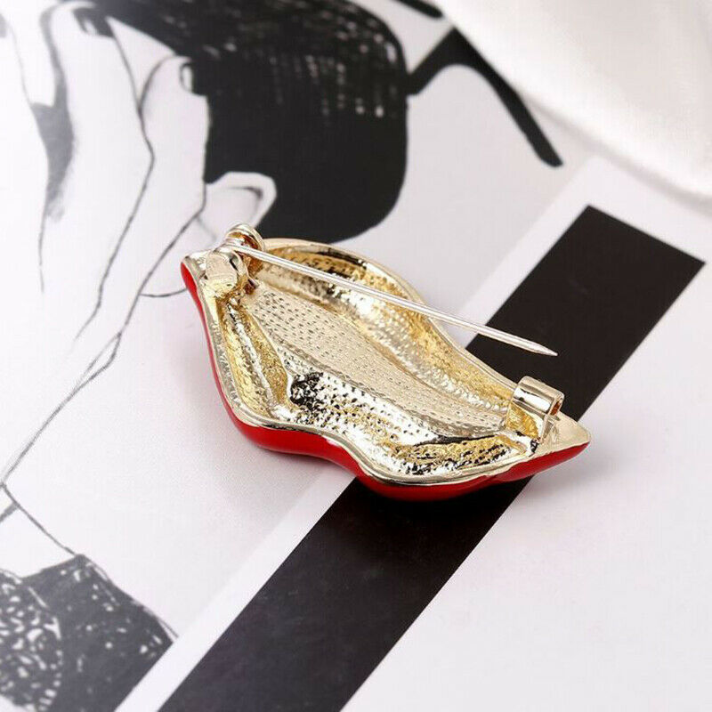 Fashion Women Red Lips Brooch Pin Collar Decoration Badge Corsage Jewelry Gif Qx