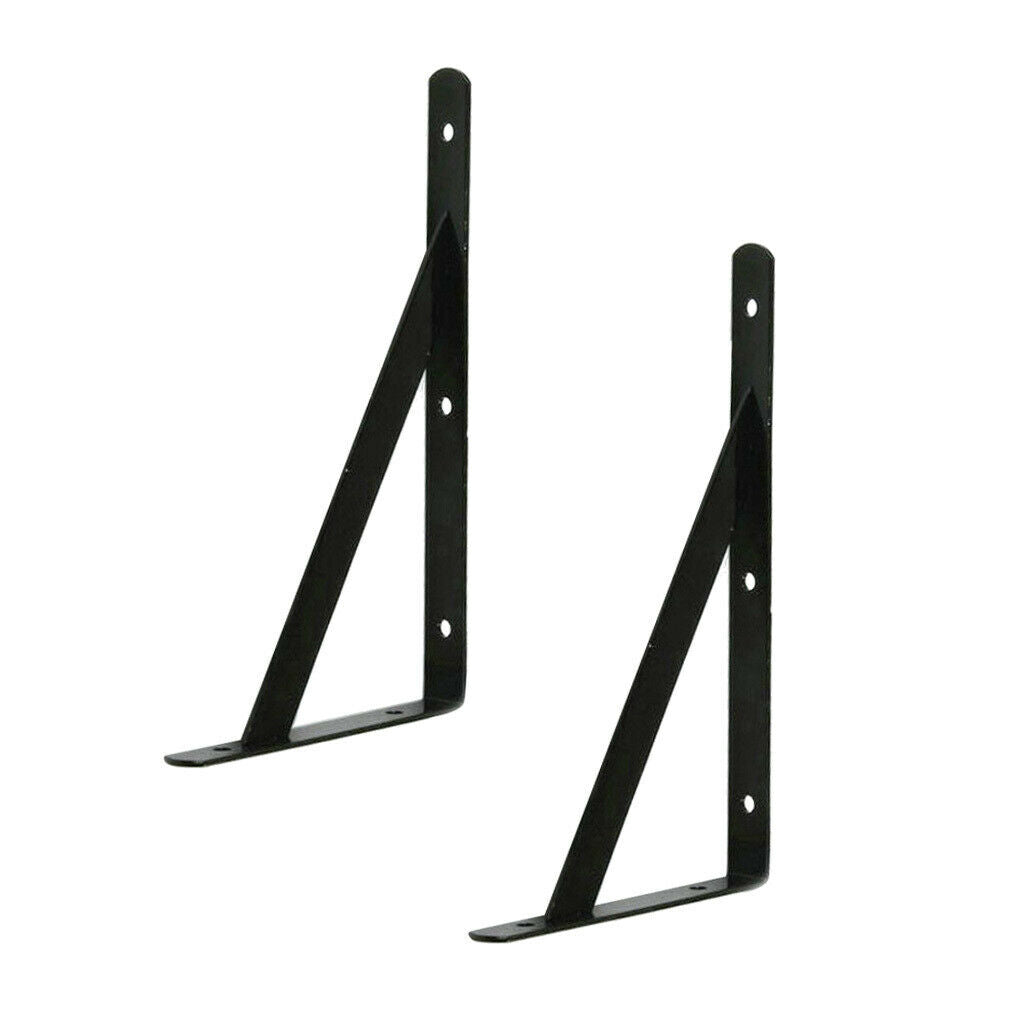 3 Pairs Strong Metal L-Shape Black Wall Shelf Bracket Metal Plank Rack Supporter