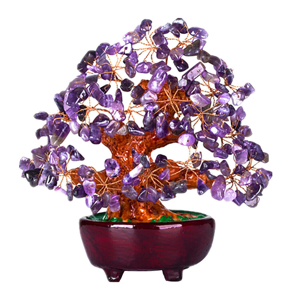 2X 7inch Bonsai Crystal Money Tree Wealth Luck Tree for Office Home Decor Gift