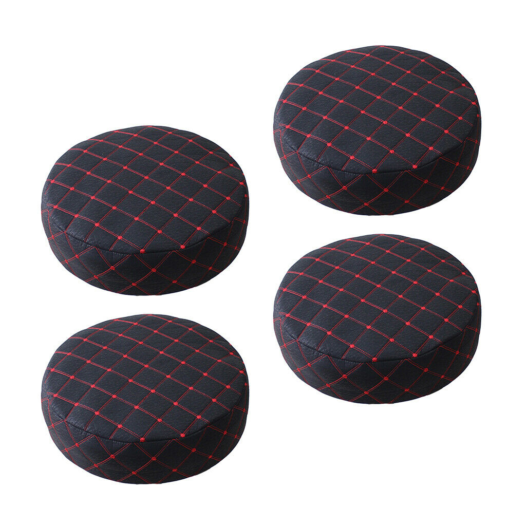 4 Pieces Bar Stool Covers Round Chair Seat Cover Protector Cushion Pad Black