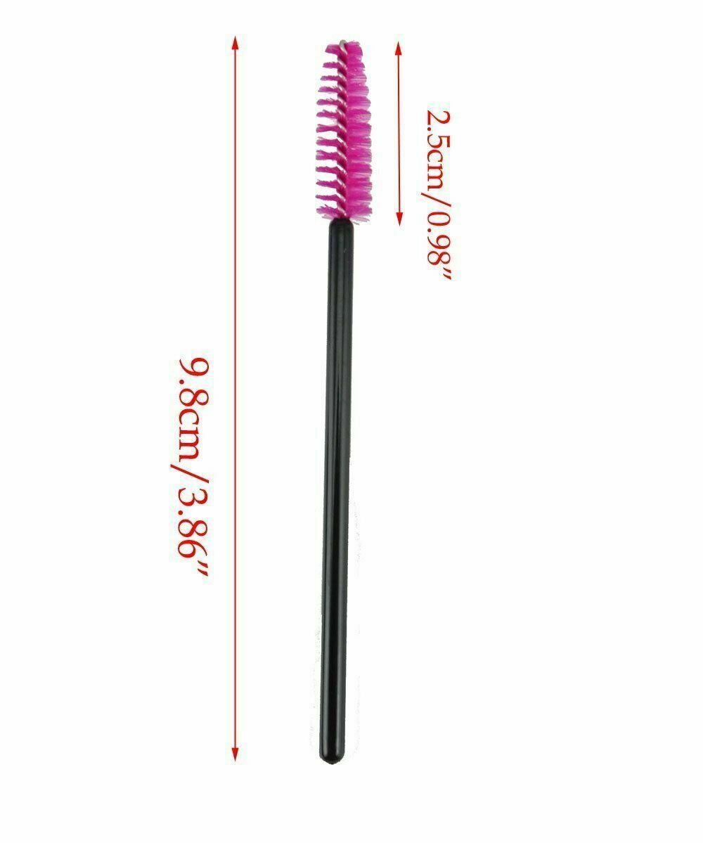 Disposable Hot Pink Mascara Eyelash Wands Applicator Brushes Makeup Extension