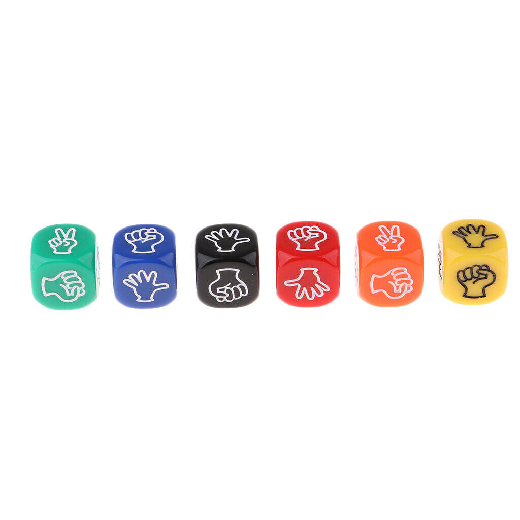 3X 6x Rock Paper Scissors Dice Six Color Finger-Guessing Game Dice for Kids