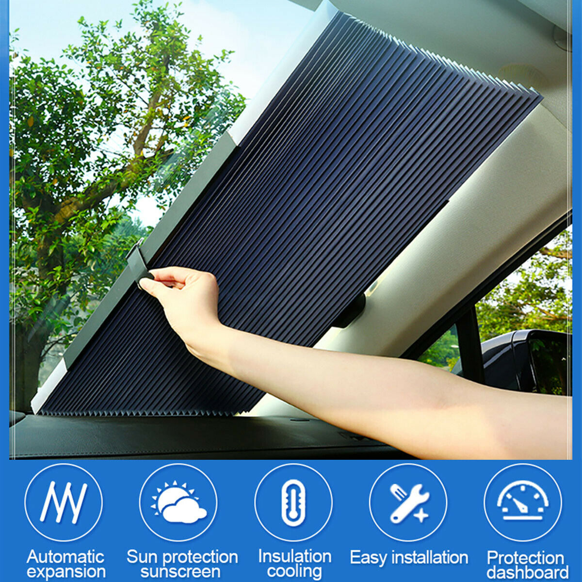 Aluminum Foil Retractable Car Windshield Sun Shade Visor Block Cover Universal