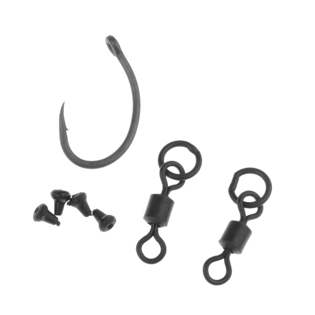 10 Carp Fishing Hooks Ready Tied Ronnie Rigs Hook Links for   Ups Fishing