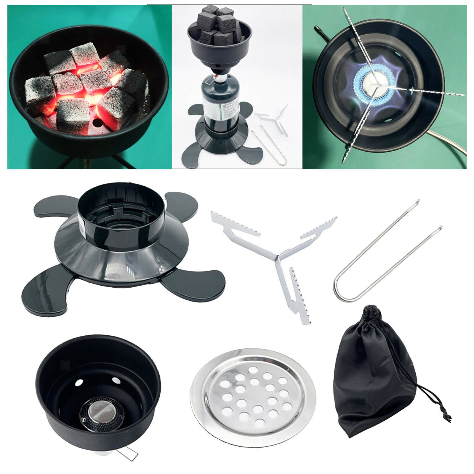 3 in 1 Camping Stove Butane Gas Stove Garage Tent Heater Outdoor Coal Stove