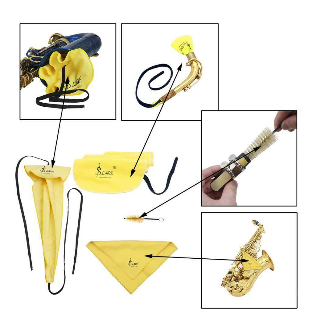 4 Pack Saxophone Cleaning Kit Tube Clean Cloth Mouthpiece Brush Screwdriver