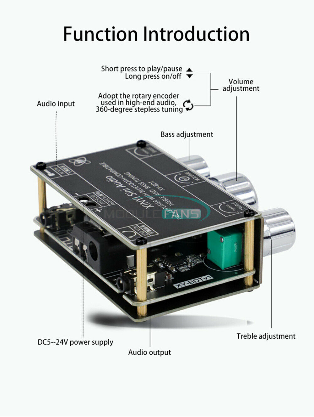 Bluetooth Decoder Board 2 Channel Stereo High&Low Tone Pre-stage Tuning Module
