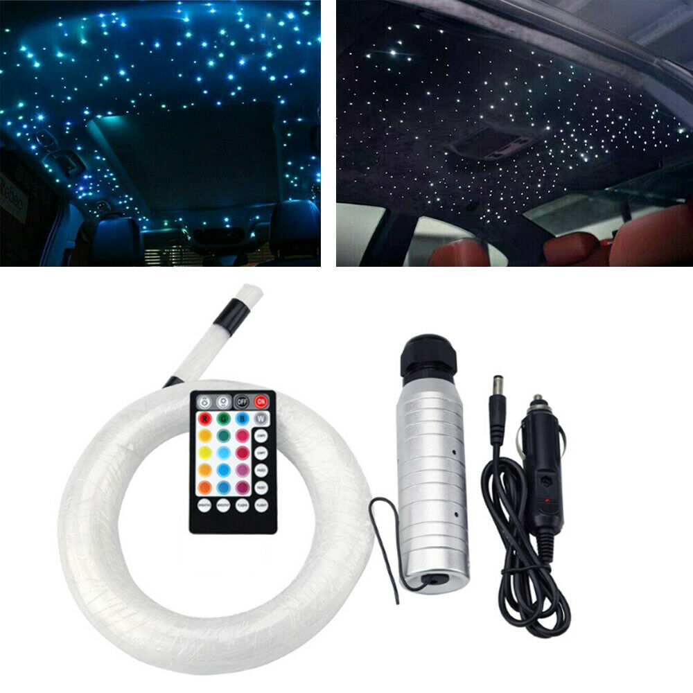 6W Car Roof Star Light Device w/ 100x Fiber Optic Cable + Key Remote Universal