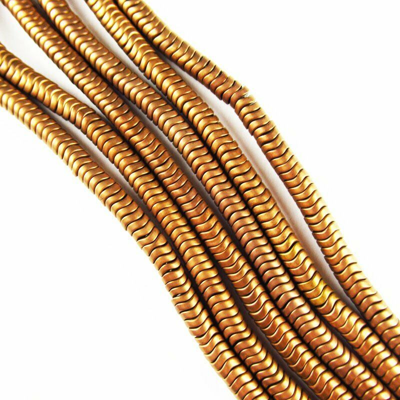 Coffee Frosted Hematite Wavy Pendant Loose Bead 15.5 inch 4x2mm 20g A-458TS