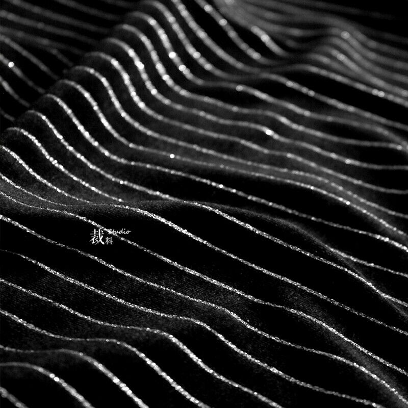45*160cm Black Striped Velvet Cloth Fabric DIY Sewing Dress Clothing Material