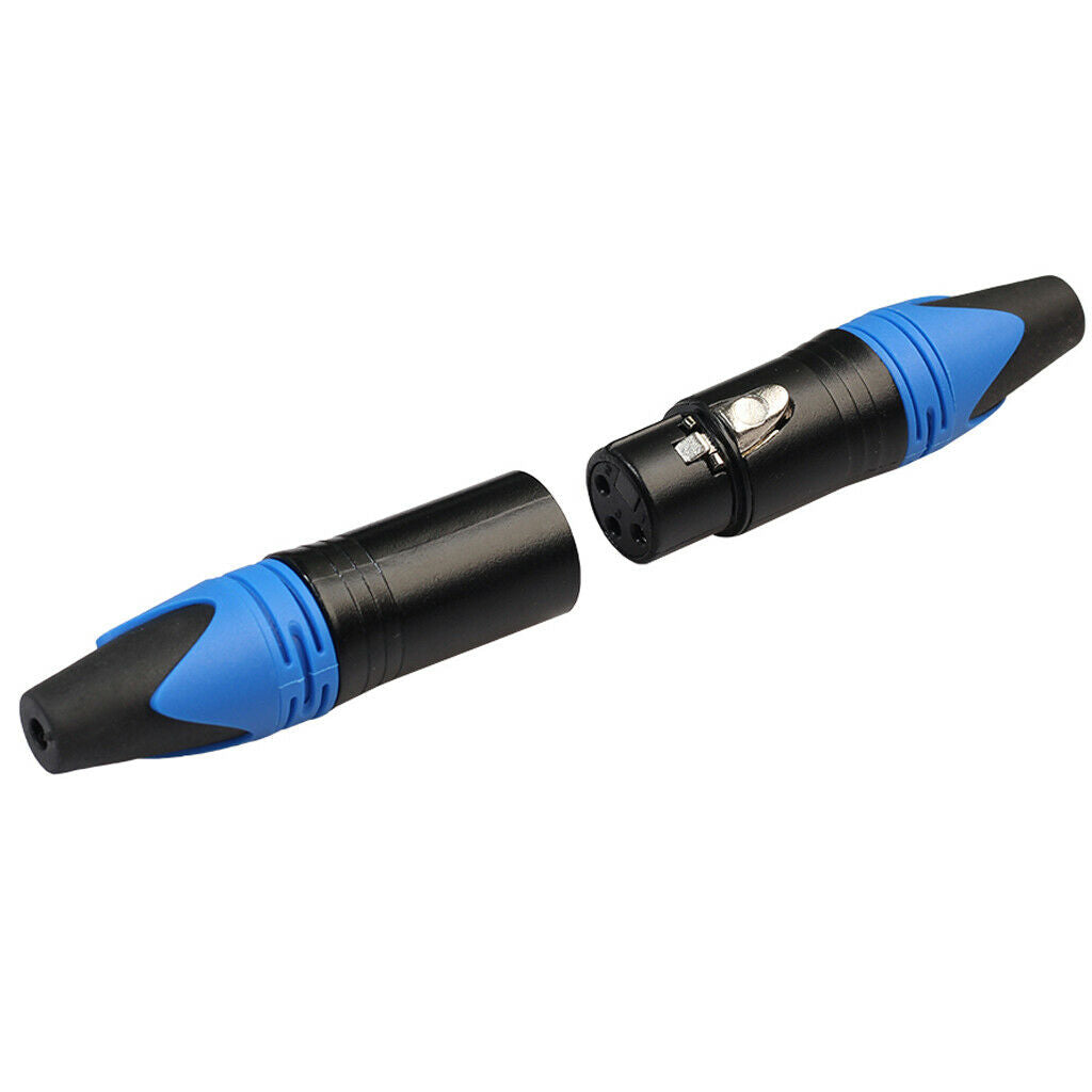3 Pins XLR Plug Connector Male and Female Microphone Mic Audio Adapter Blue