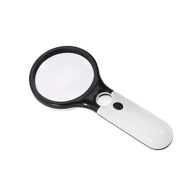 45X Handheld 3 LED Light Magnifier Reading Magnifying Glass Lens Jewelry Loupe