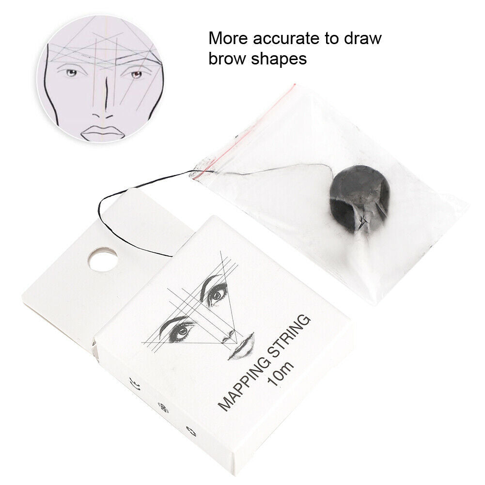 Pre-Inked Eyebrow Mapping String |Natural Bamboo Charcoal | Microblading PMU Kit