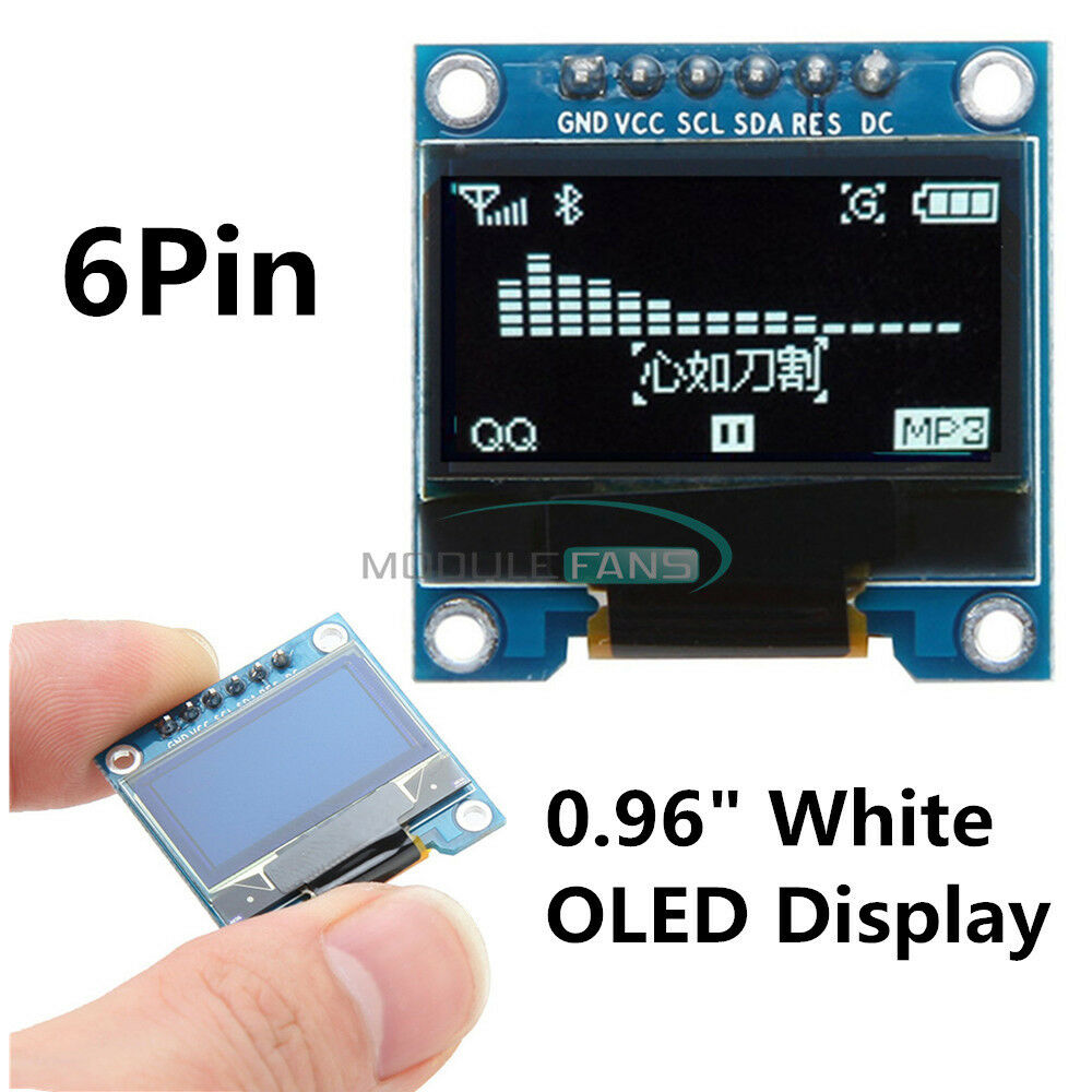 White 0.96" 6Pin OLED Display Module 12864 SPI&IIC I2C For Arduino Raspberry Pi