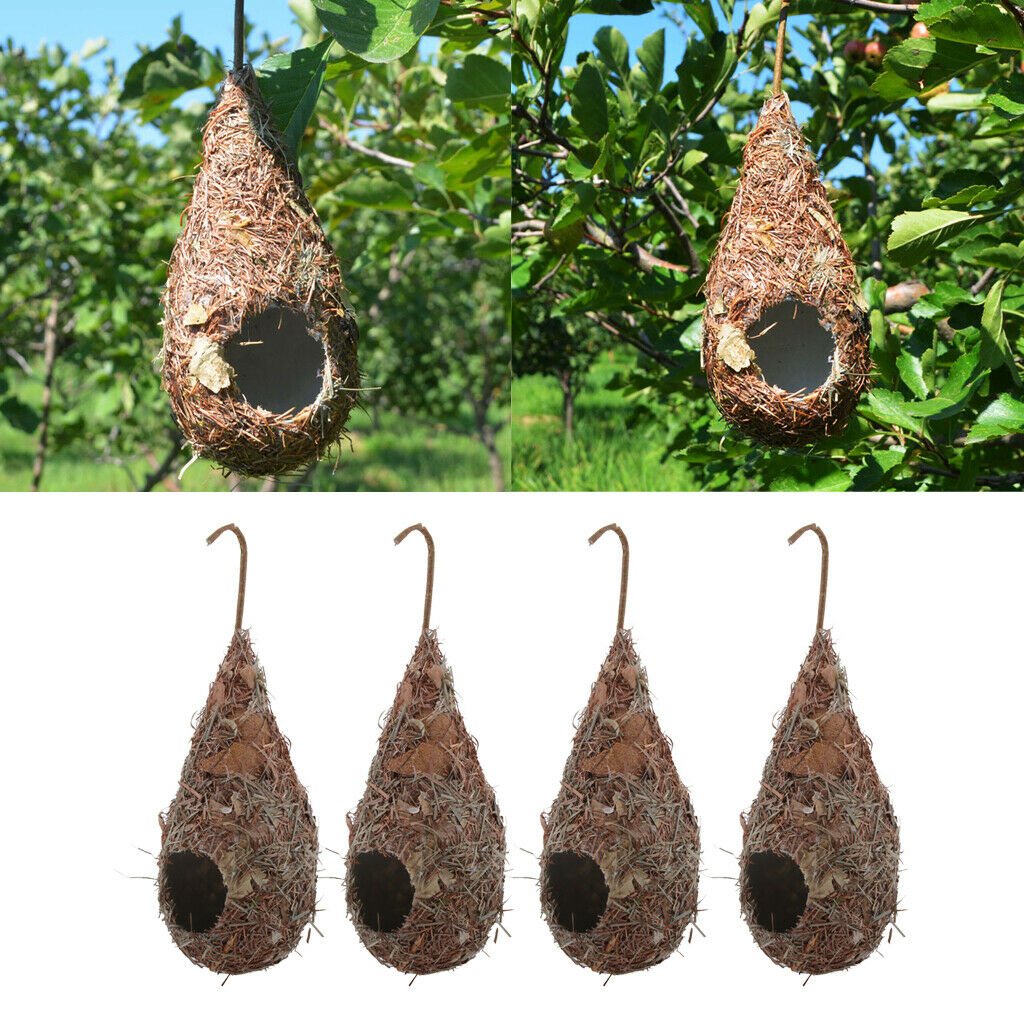 4pcs Hanging Water Drop Bird Nest Natural Parrot Hatching Breeding Nest